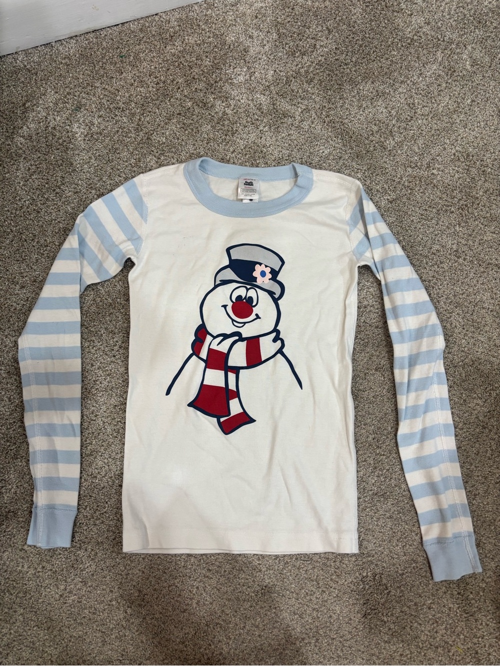 Hanna Andersson frosty the snowman kids christmas pajama shirt 12 organic cotton